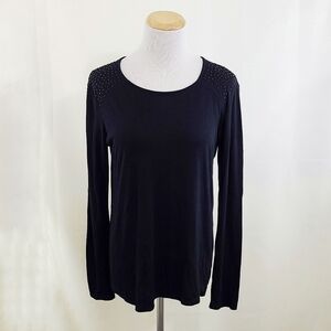 Michael Stars black rhinestone studded long sleeve tee